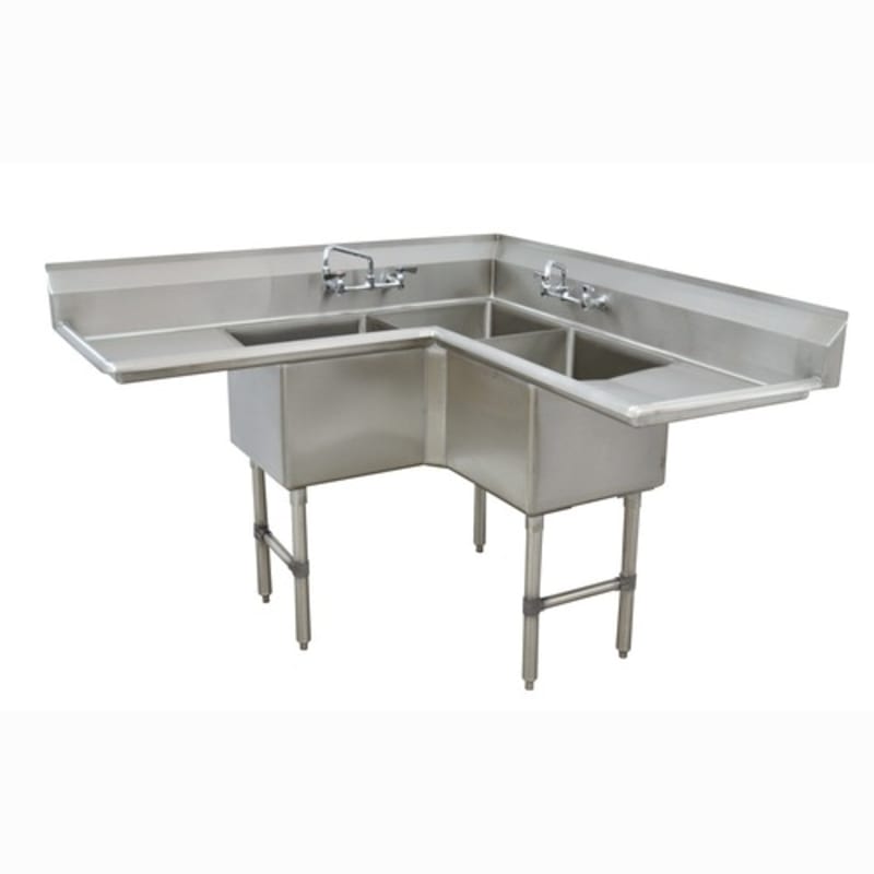 Advance Tabco FC-K6-18D-X Special Value Three Compartment Sink, 18" x 18" Bowls, with 18" Dual Drainboards