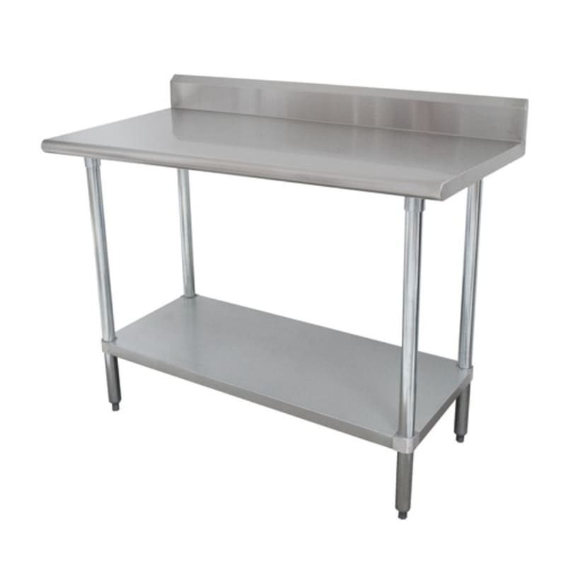 Advance Tabco KLAG-242-X 24" W x 24" D Stainless Steel Top Galvanized Adjustable Undershelf Work Table