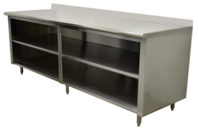 Advance Tabco EEK-SS-308M-X Open Front Cabinet Base Work Table, with Top, and - 960"W x 300"D x 40.50"H