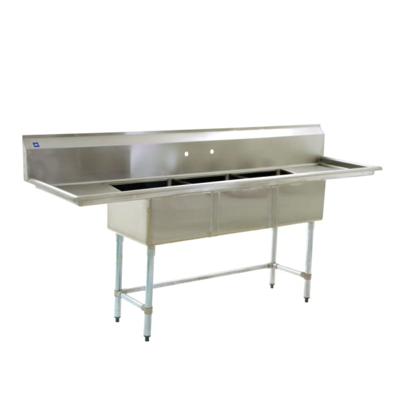 Eagle Group BPS-1854-3-24L-FC BPFC Series Three Compartment Sink, 18" x 18" Bowls, with 24" Left Drainboard