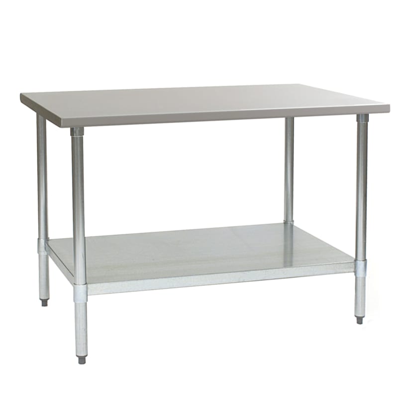Eagle Group BPT-2472EL EL Series 72" x 24" Stainless Steel Work Table with Flat Top, Galvanized Steel Legs and Undershelf