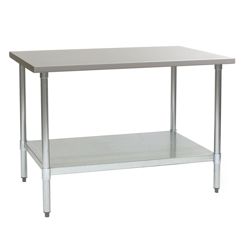 Eagle Group BPT-3048SL SL Series 48" x 30" Stainless Steel Work Table with Flat Top, Stainless Steel Legs and Undershelf
