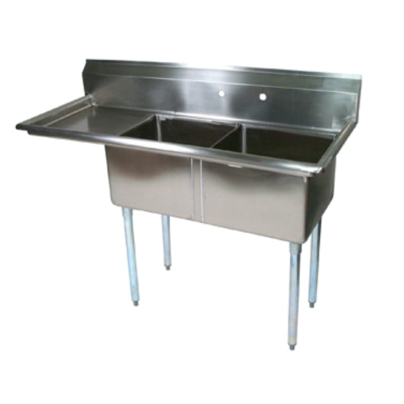 John Boos E2S8-18-12L18-X E-Series Two Compartment Sink with 18" x 18" Bowls