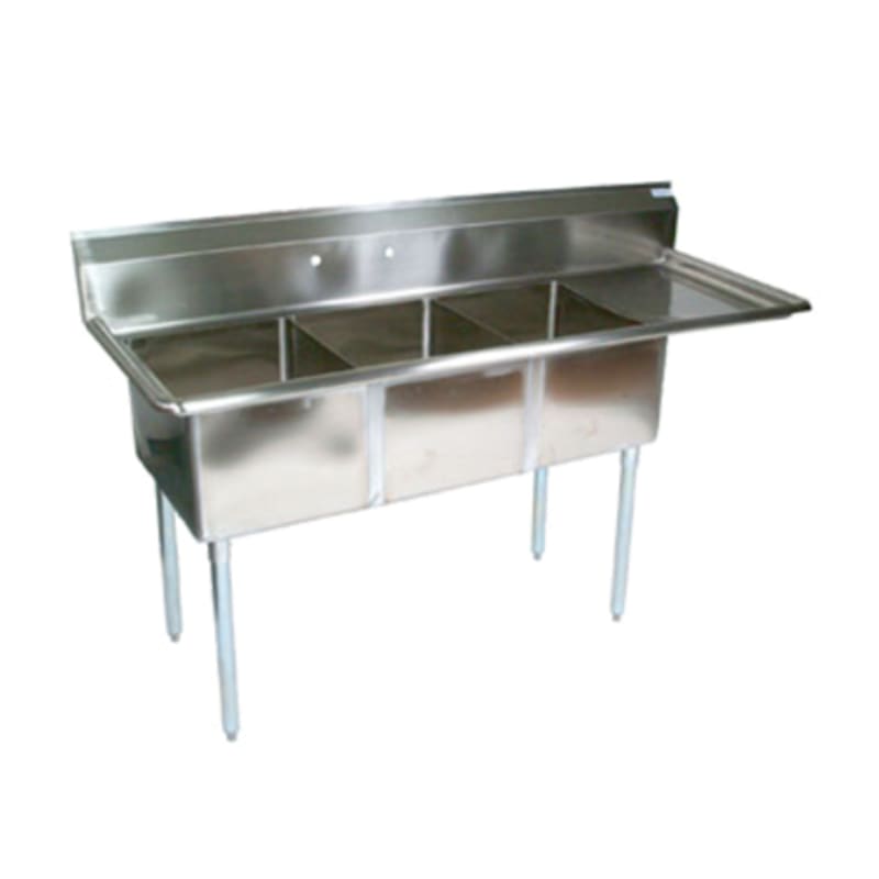 John Boos E3S8-18-12R18-X E-Series Three Compartment Sink with 18" x 18" Bowls