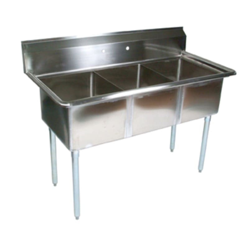 John Boos E3S8-18-12-X E-Series Three Compartment Sink with 18" x 18" Bowls