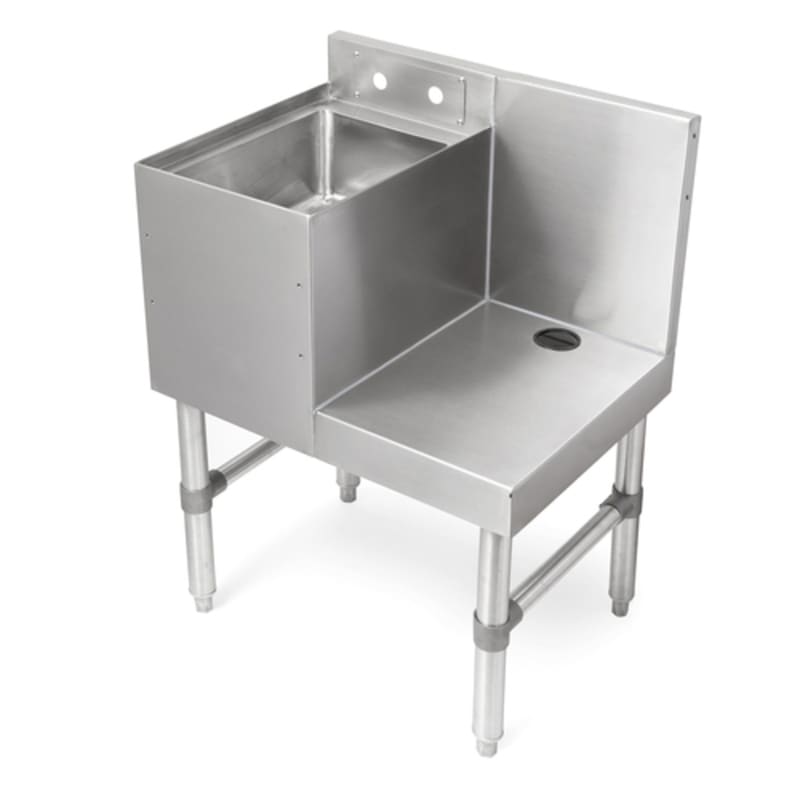 John Boos UBBS-1824-X Slim-Line 24" x 18" Blender Station with 10" x 14" Dump Sink and 12" Blender Station on Right