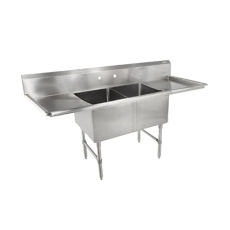 John Boos 2B18244-2D18-X "B" Series Two Compartment Sink, 18" x 24" Bowls, with Dual 18" Drainboards