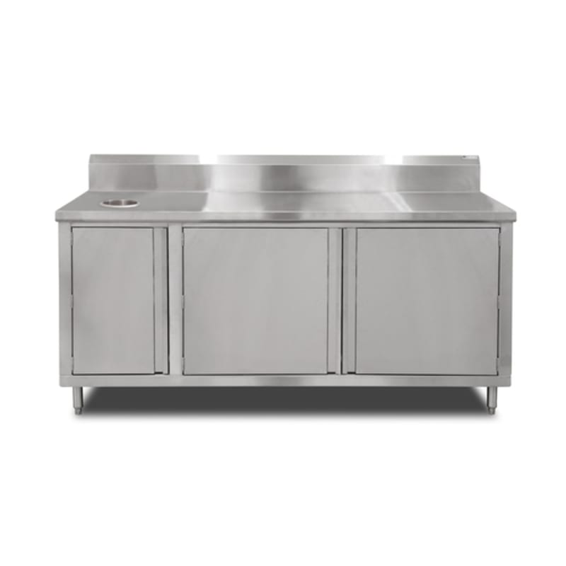 John Boos 4BU4R5-3672-R-X 72" x 36" Stainless Steel Beverage Station with Trash Receptacle On Right