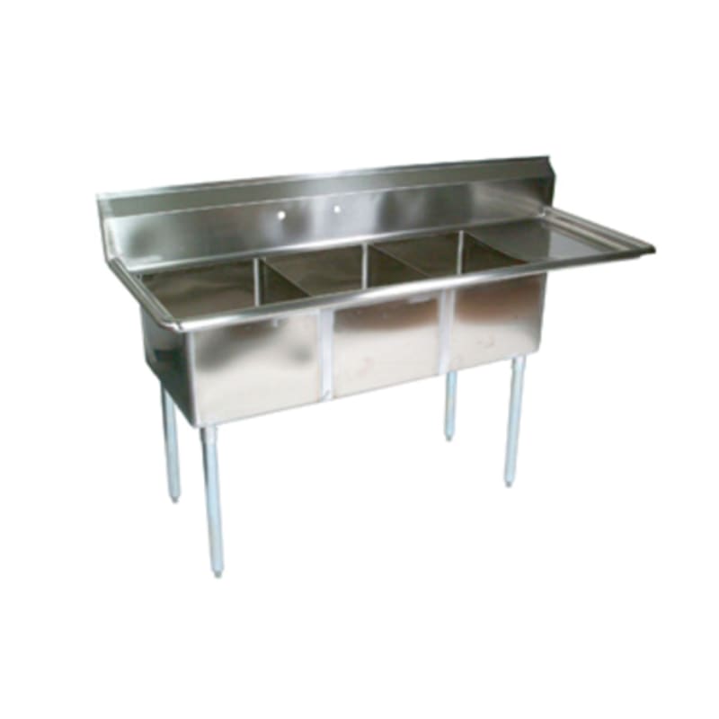 John Boos E3S8-1014-10R15-X E-Series Three Compartment Sink with 10" x 14" Bowls