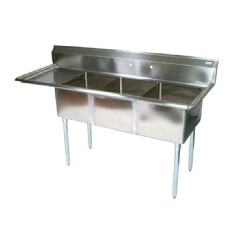 John Boos E3S8-18-12L18-X E-Series Three Compartment Sink with 18" x 18" Bowls