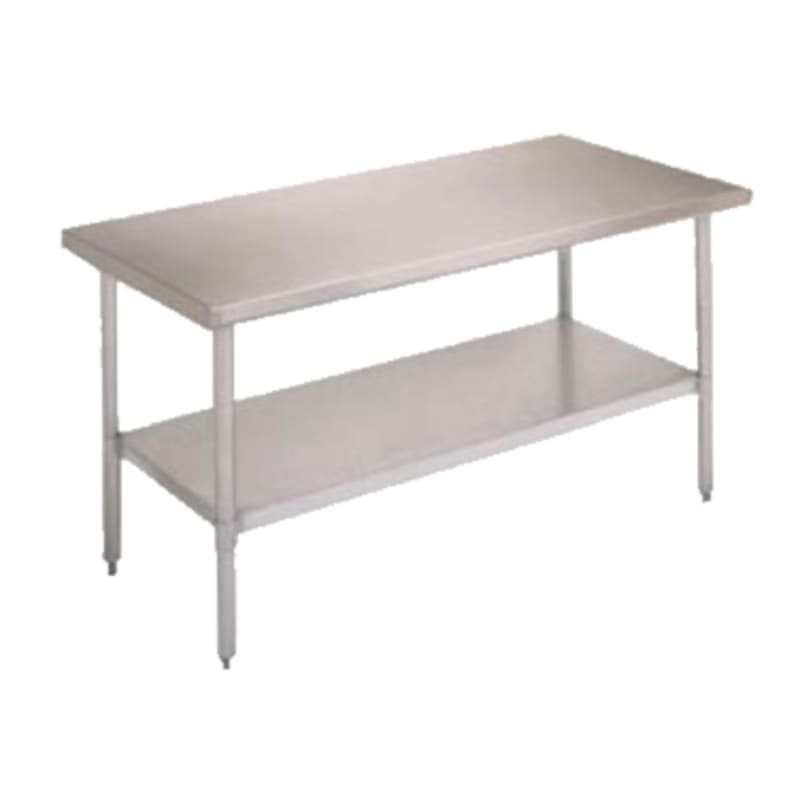 John Boos FBLS3024-X 30" x 24" Stainless Steel Budget Work Table with Flat Top, Stainless Steel Legs and Undershelf