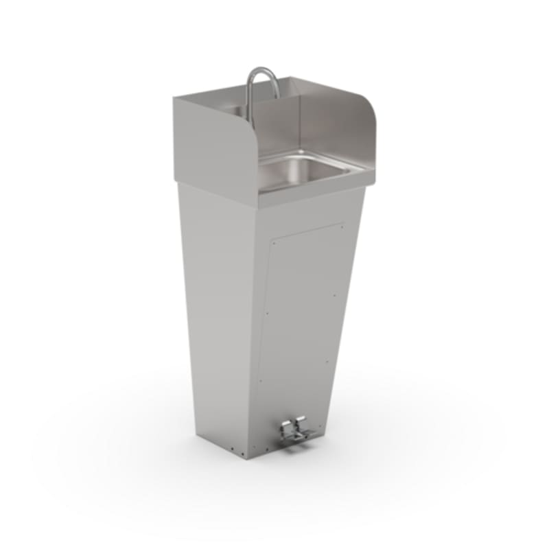 John Boos PBHS-F-1410-FV2-T-SSLR-X Pro-Bowl Floor Pedestal Hand Sink, 14 x 10" Bowl, with Single Hole Faucet Splash Mount and 3-1/2" Gooseneck Spout, Less Faucet