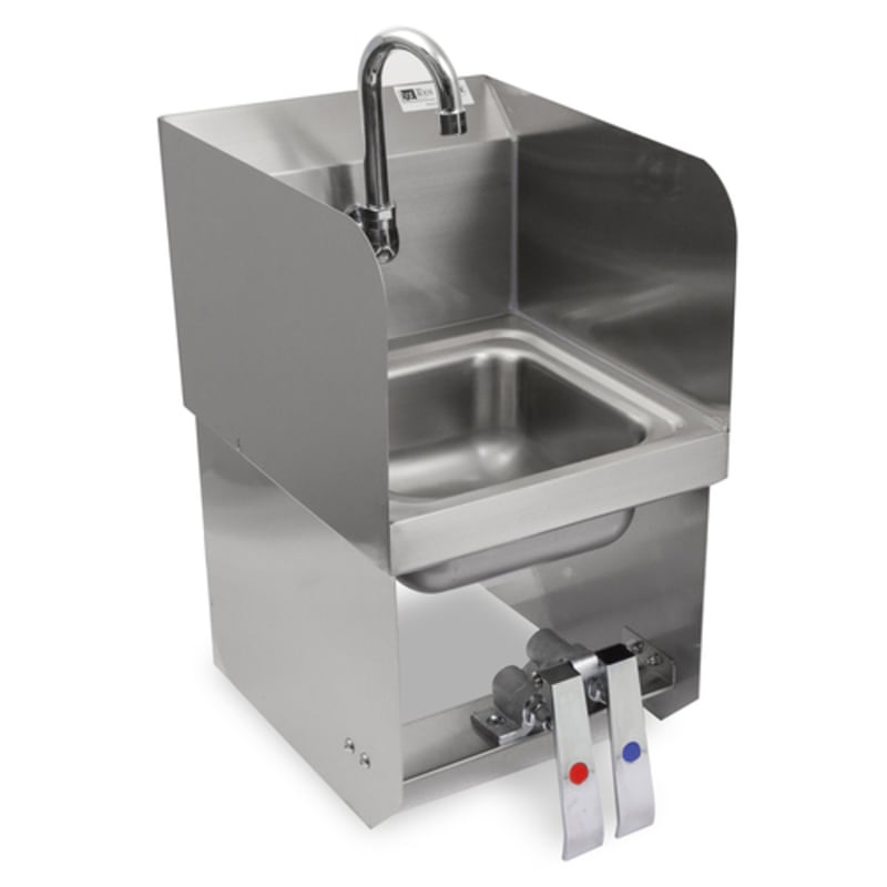 John Boos PBHS-W-0909-KV2MB-SS-X Pro-Bowl Wall Mount Hand Sink, 9" x 9" Bowl, with Single Hole Faucet Splash Mount and Gooseneck Spout, Less Faucet