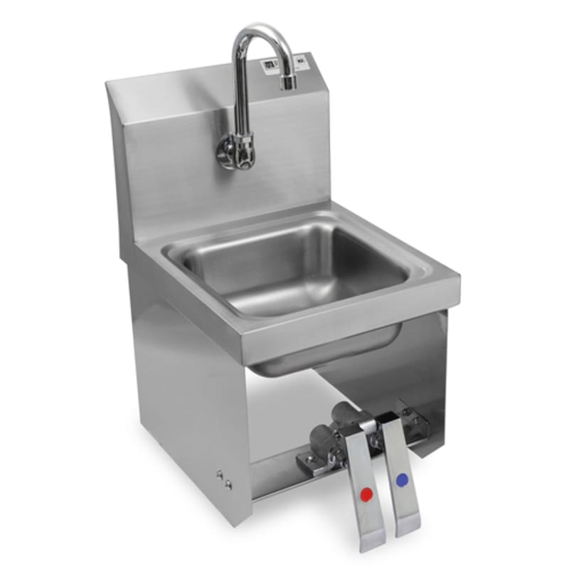 John Boos PBHS-W-0909-KV2MB-X Pro-Bowl Wall Mount Hand Sink, 9" x 9" Bowl, with Single Hole Faucet Splash Mount and Gooseneck Spout, Less Faucet