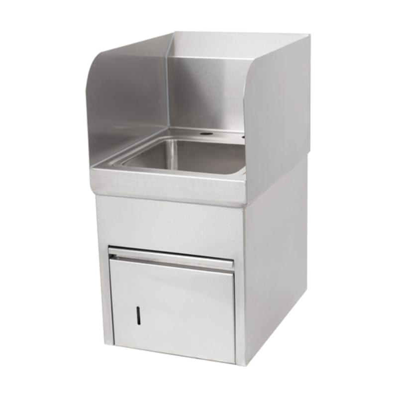 John Boos PBHS-W-0909-TD-SSLR-X Pro-Bowl Wall Mount Hand Sink, 9" x 9" Bowl, with 4" Center Faucet Deck Mount, Less Faucet