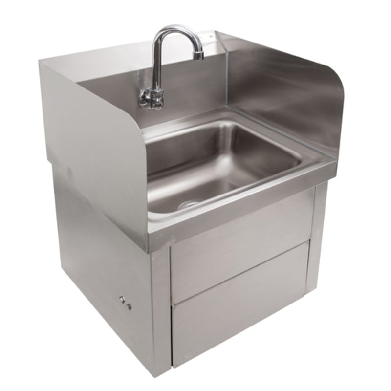 John Boos PBHS-W-1410-KV1APS-X Wall Mount Hand Sink, 14" x 10" Bowl, with 3-1/2" Splash Mount Gooseneck Faucet