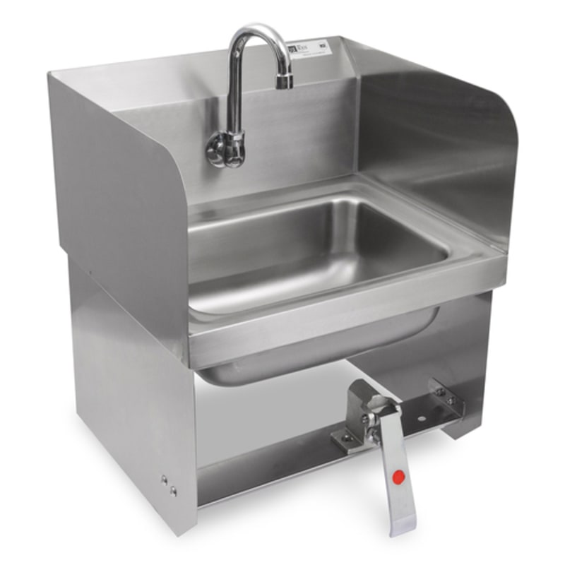John Boos PBHS-W-1410-KV1MB-SS-X Pro-Bowl Wall Mount Hand Sink, 14 x 10" Bowl, with Single Hole Faucet Splash Mount and Gooseneck Spout, Less Faucet