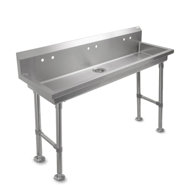 John Boos PBMSHS-F1-4020-X Freestanding Hand Sink, 40 x 19-5/8" Bowl, with 2 Single-Hole Faucet Splash Mounts, Less Faucets