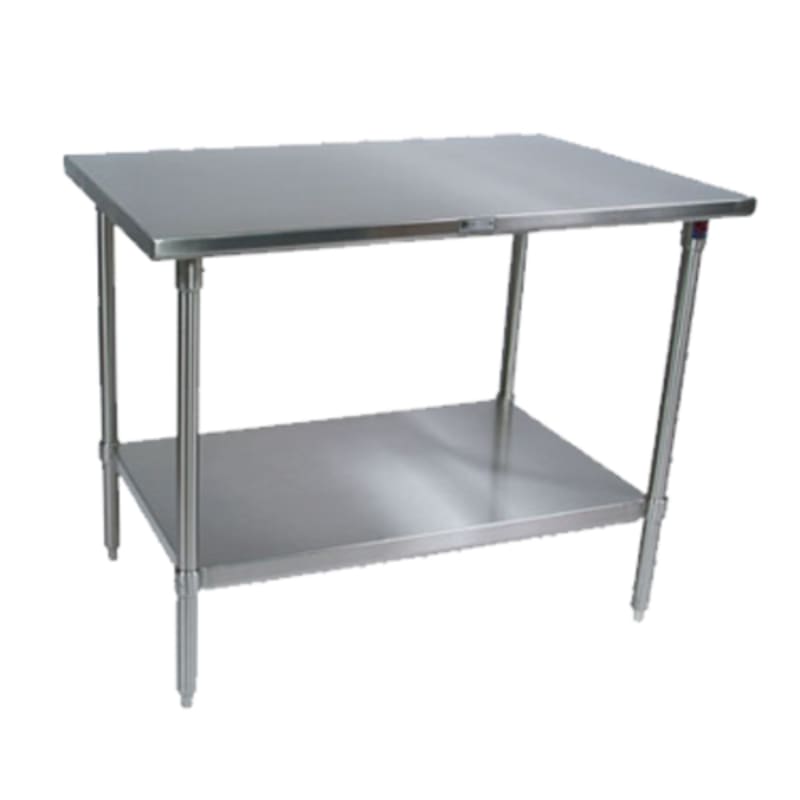 John Boos ST6-3048SSK-X 48" x 30" Stainless Steel Work Table with Flat Top, Stainless Steel Legs and Undershelf