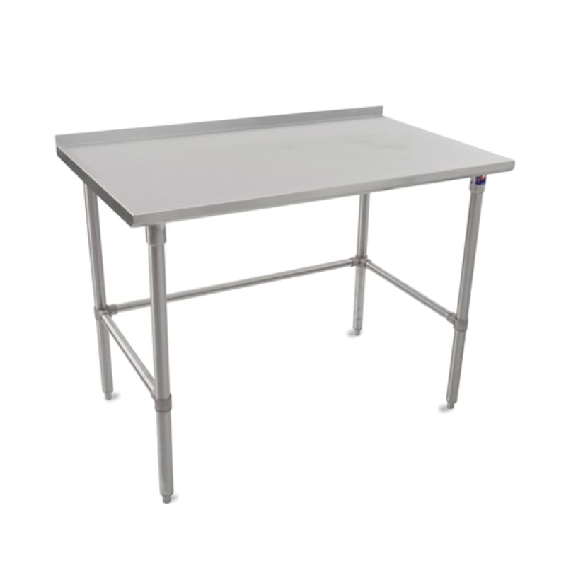 John Boos ST6R1.5-3684SBK-X 84" x 36" Stainless Steel Work Table with 1-1/2" Backsplash, Stainless Steel Legs and Open Base