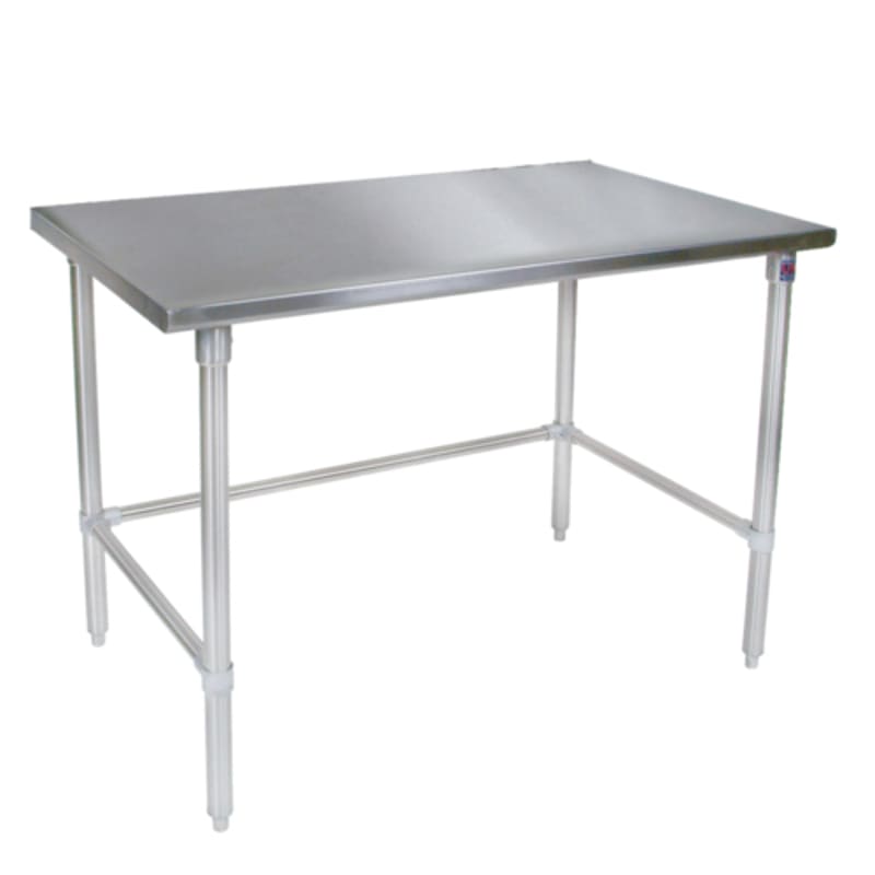 John Boos ST6-3660SBK-X 60" x 36" Stainless Steel Work Table with Flat Top, Stainless Steel Legs and Open Base