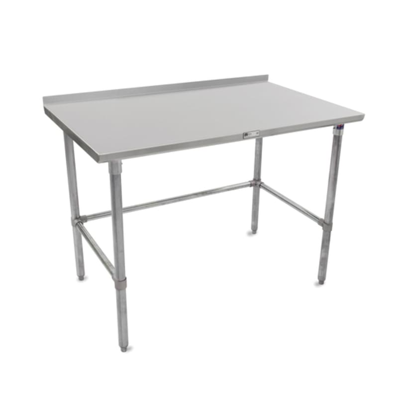 John Boos ST6R1.5-24120GBK-X 120" x 24" Stainless Steel Work Table with 1-1/2" Backsplash, Galvanized Steel Legs and Open Base
