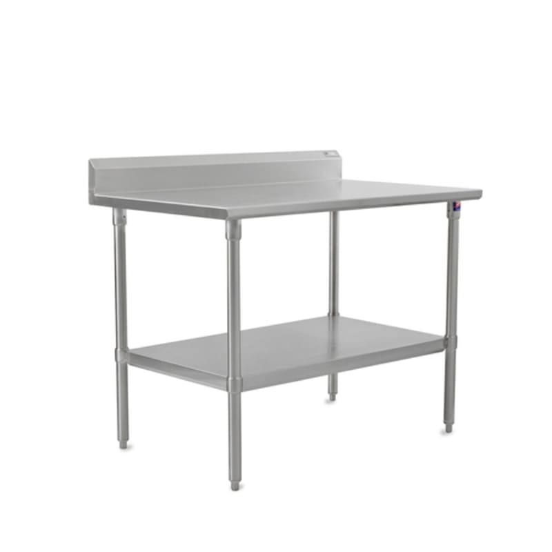 John Boos ST6R5-2460SSK-X 60" x 24" Stainless Steel Work Table with 5" Backsplash, Stainless Steel Legs and Undershelf