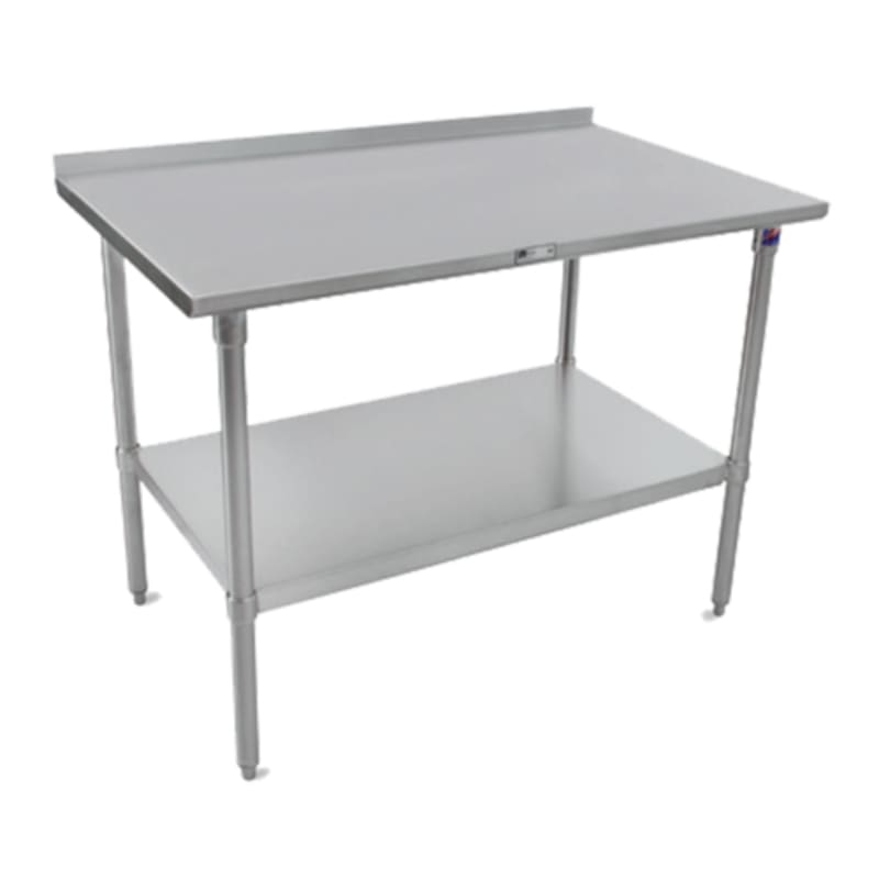 John Boos ST6R1.5-2460SSK-X 60" x 24" Stainless Steel Work Table with 1-1/2" Backsplash, Stainless Steel Legs and Undershelf