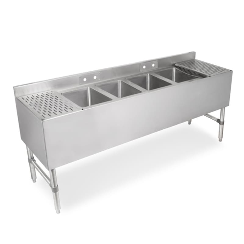John Boos UBS4-1848-X Four Compartment Slim-Line Underbar Sink, 10" x 14" Bowls