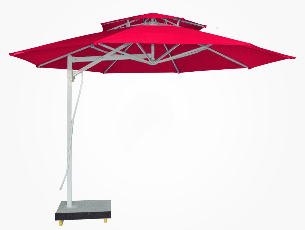 Dù lệch tâm tròn đế bê tông 3.5mx3.5m - Đỏ tươi