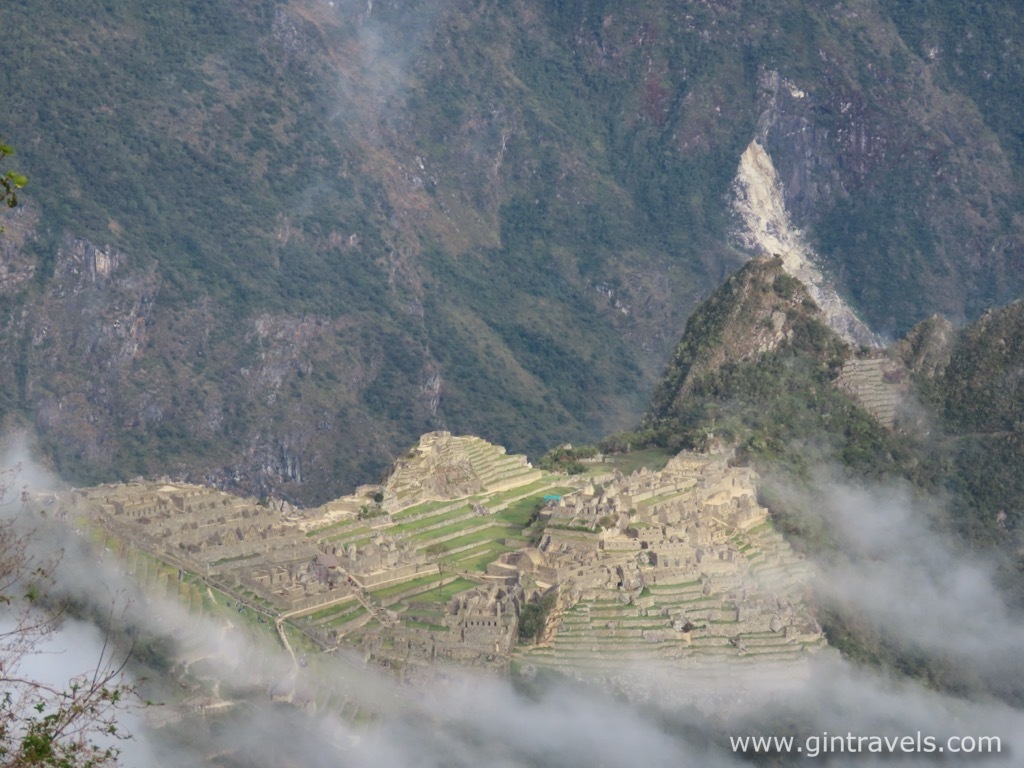 All clouds almost gone over Machu Picchu