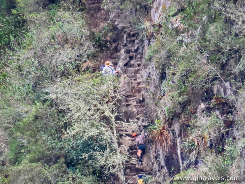 Very steep stairs of Huayna Picchu