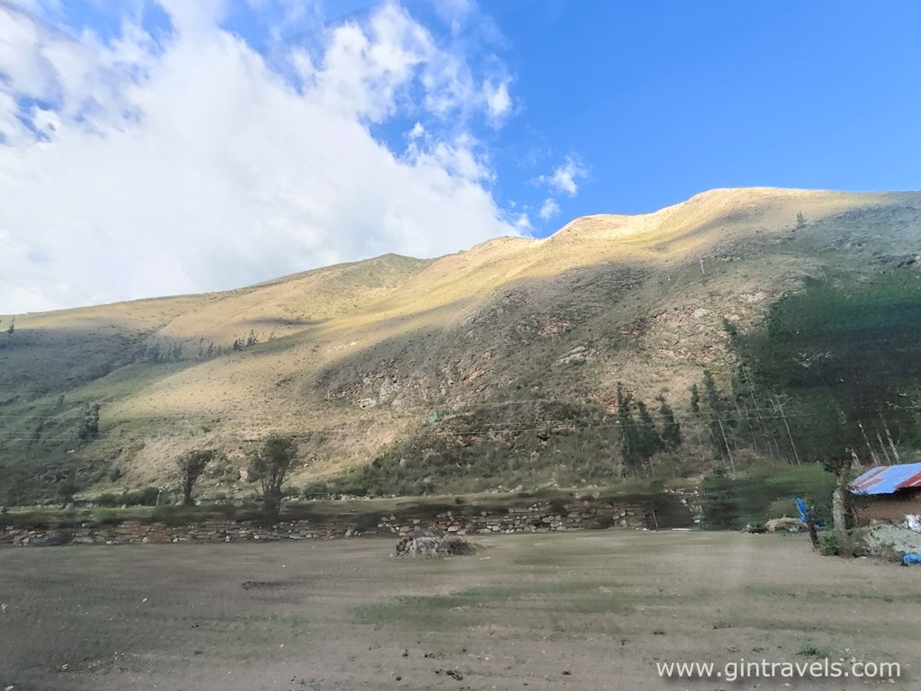 Andean mountains through the window
