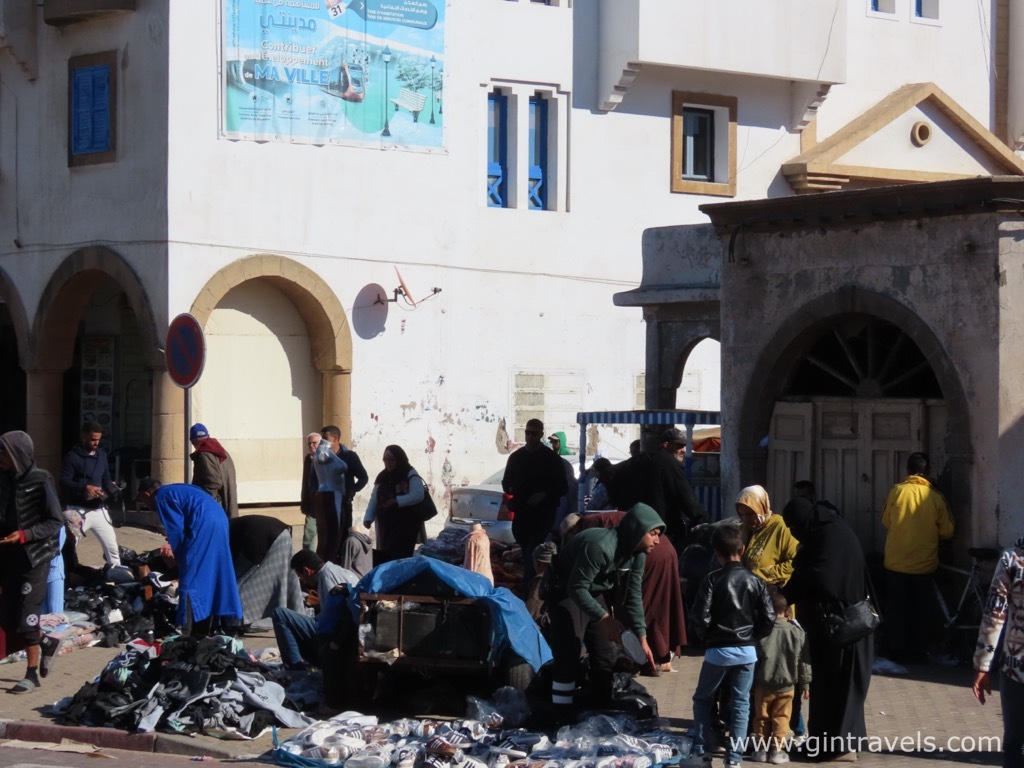 Messy market on the floor in Essaouira  
