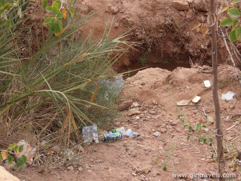 Banks of the river with trash, Kasbah Ait Ben Haddou, Morocco