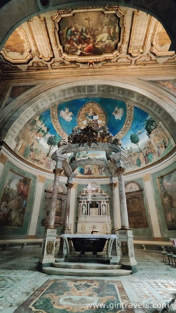 Close up of the main altar of Basilica di Santa Croce in Gerusalemme