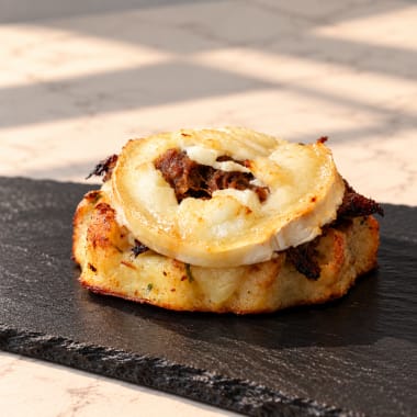 Gofre de patata i pulled pork