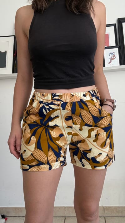 Shorts being worn, front view