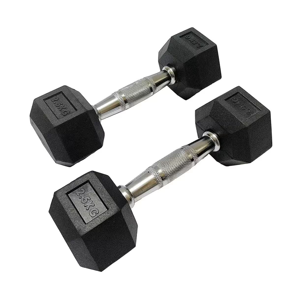 Rubber Hex Dumbbell Pair, 2.5 Kg 