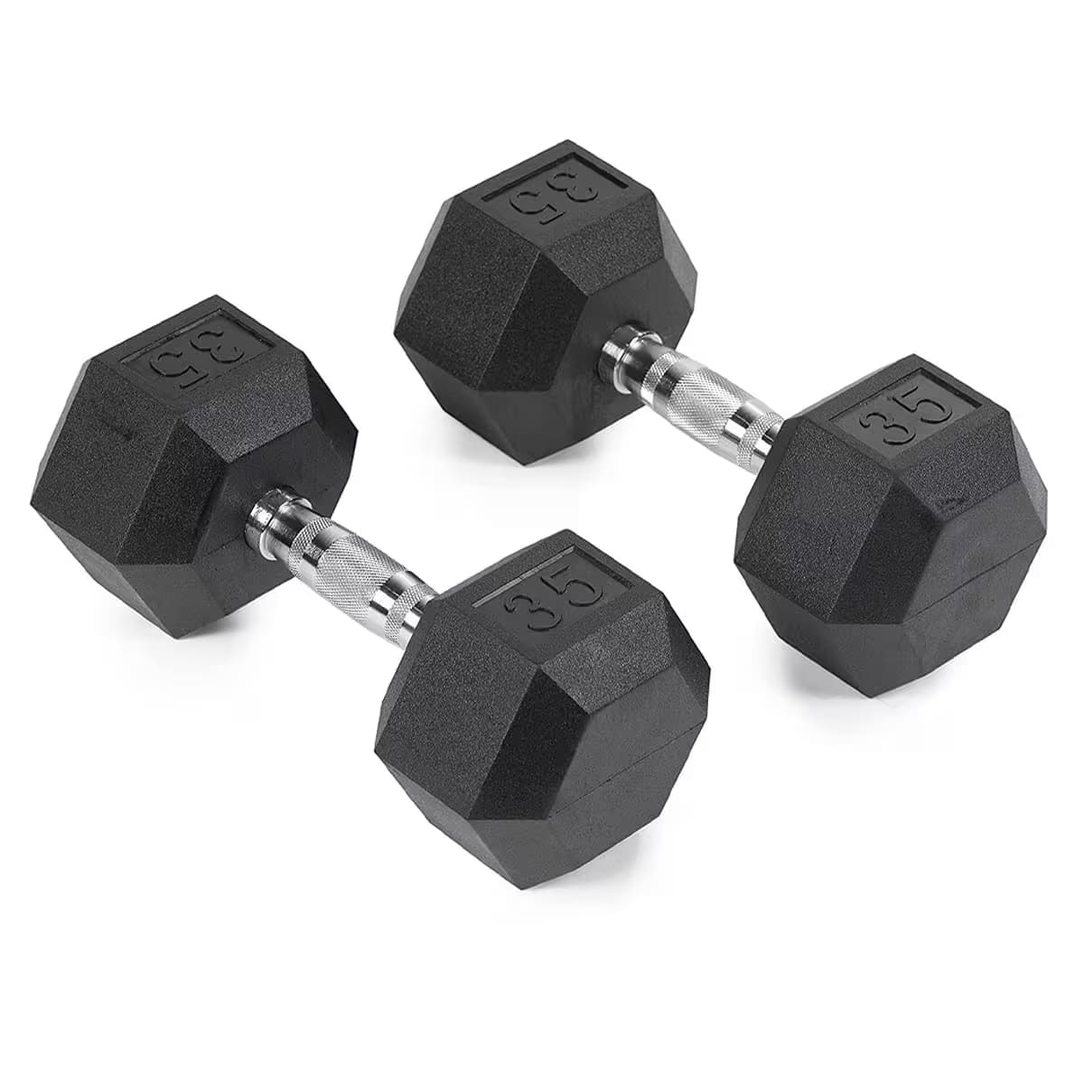 Rubber Hex Dumbbell Pair, 35 Kg 
