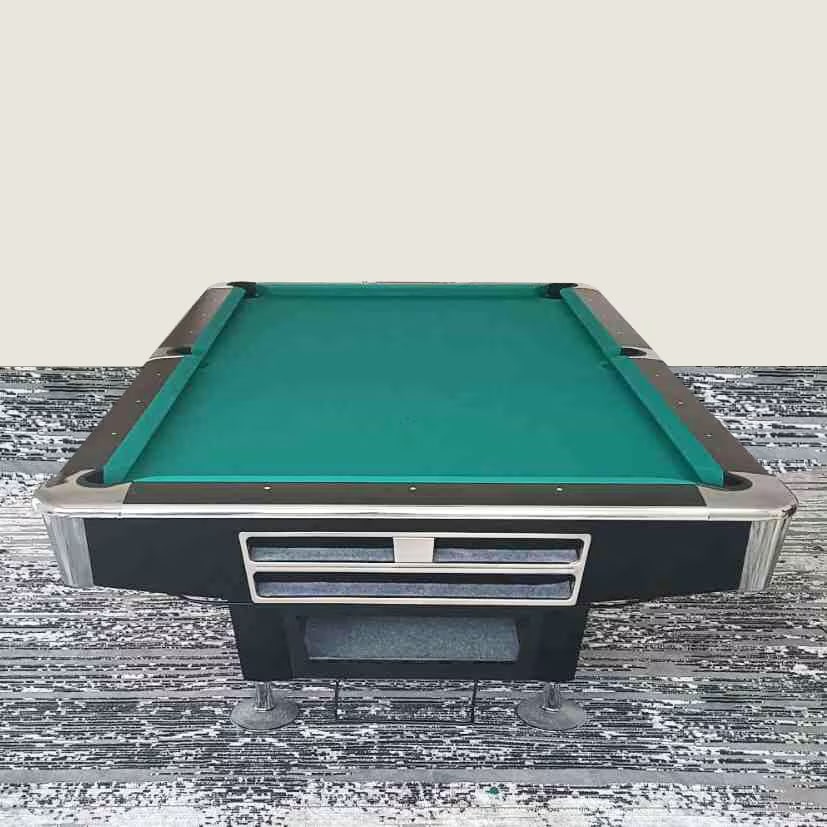 Murano 9 Feet Billiard Table, Black Frame with Green Marble Table