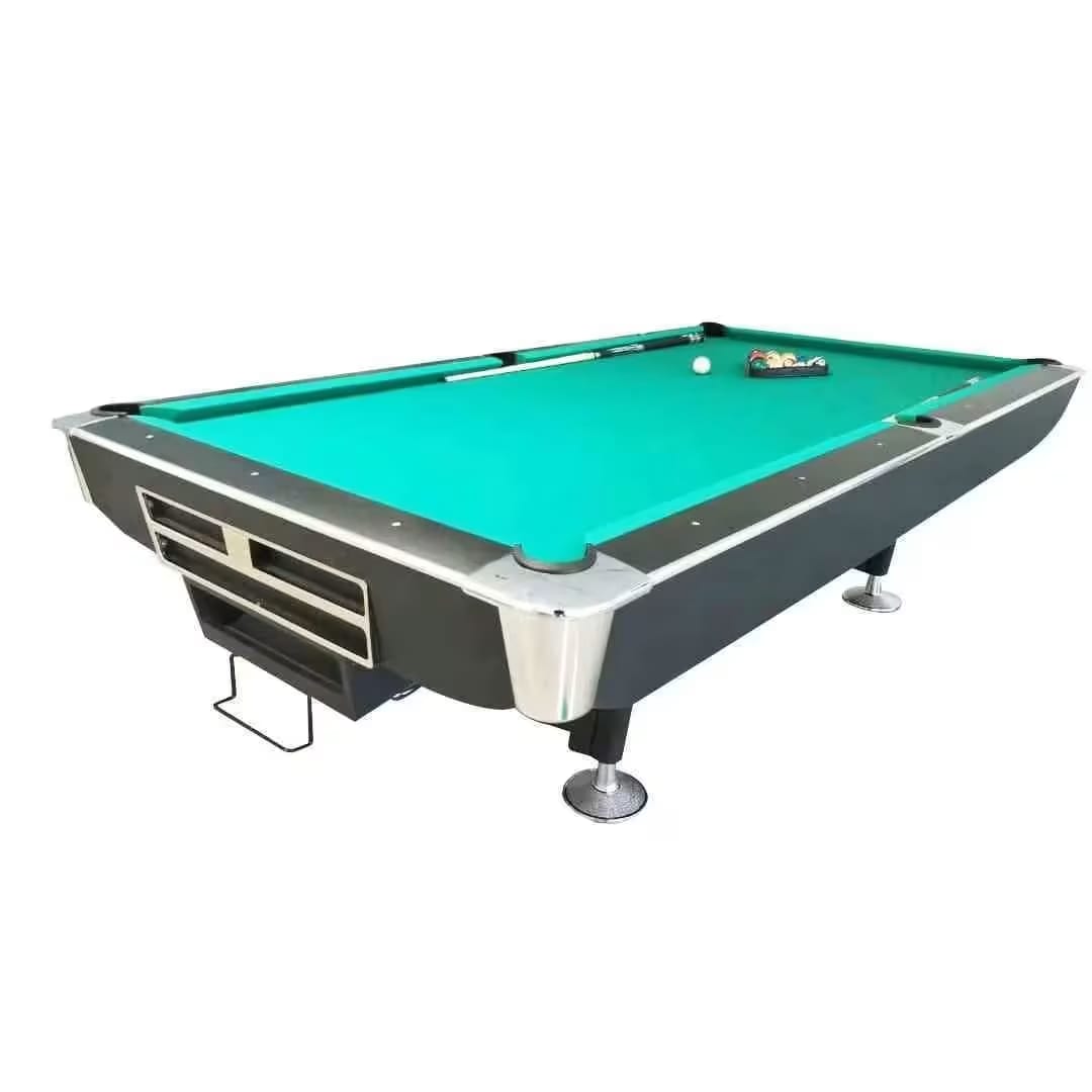 Murano 8 Feet Billiard Table, Black Frame with Green Marble Table