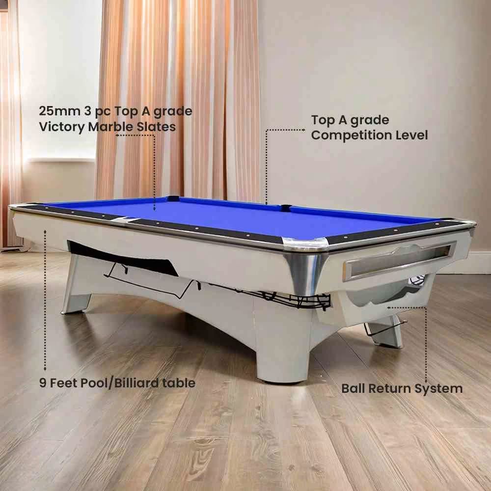 Victory Crown Dynasty 9ft Marble Top Pool Table, White