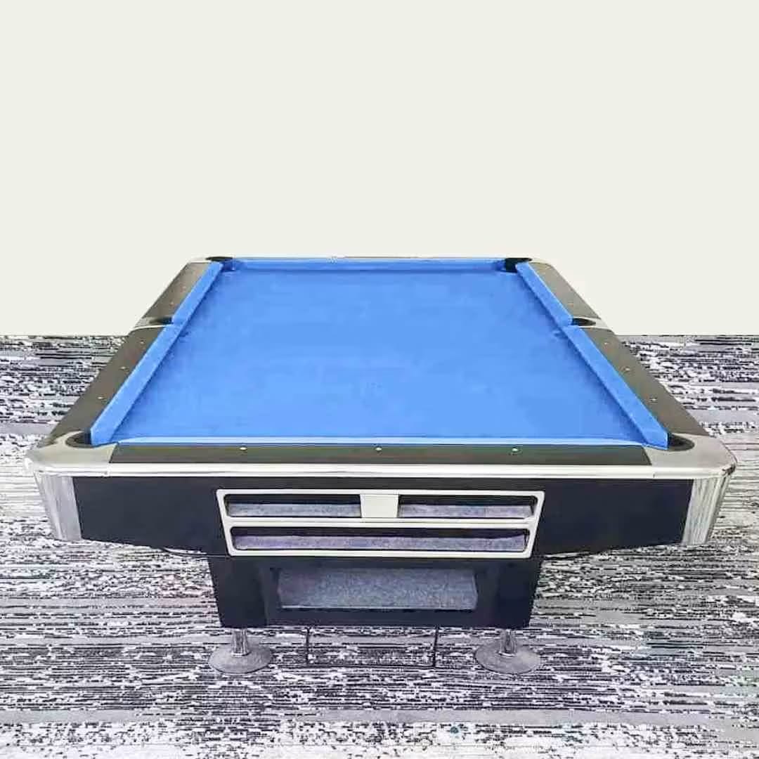 Murano 9 Feet Billiard Table, Black Frame with Blue Marble Table