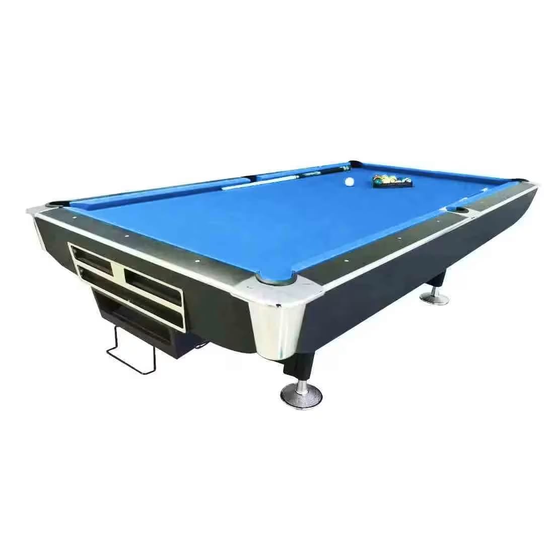 Murano 9 Feet Billiard Table, Black Frame with Blue Marble Table