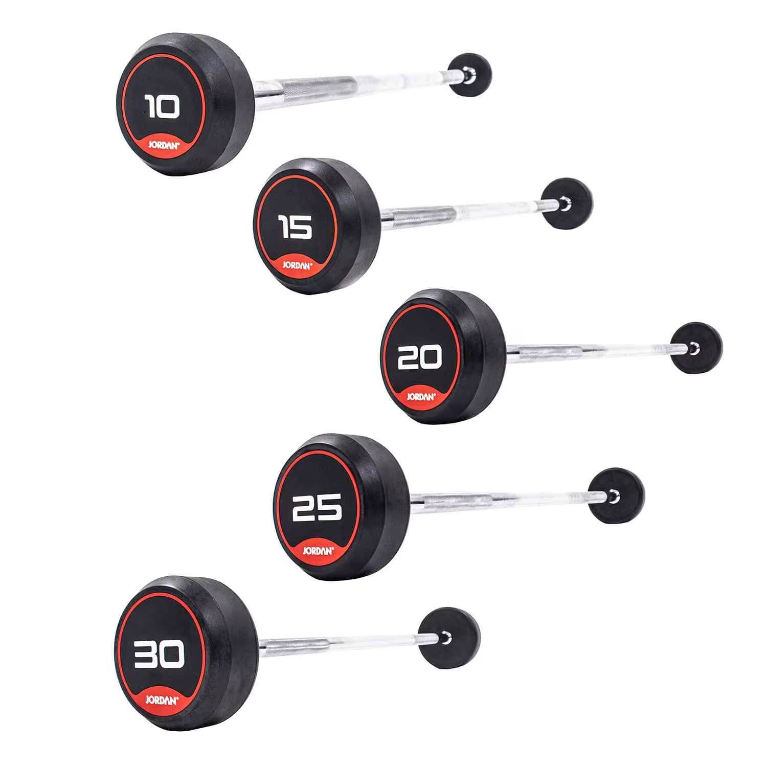 Jordan Fitness UK Premium Classic Rubber Fixed Straight Bar Set 10-30kg Set