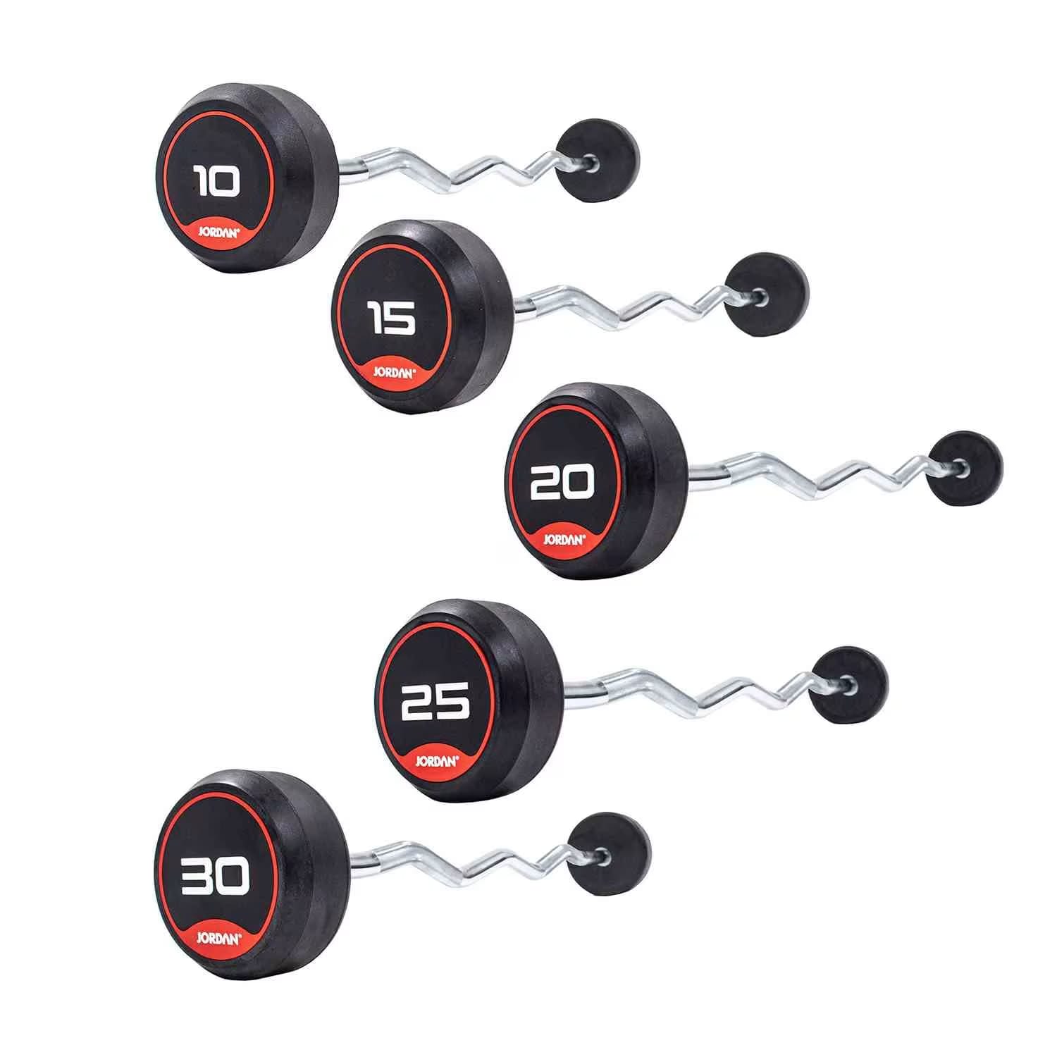 Jordan Fitness UK Premium Classic Rubber Fixed Curl Bar Set 10-30 kg Set