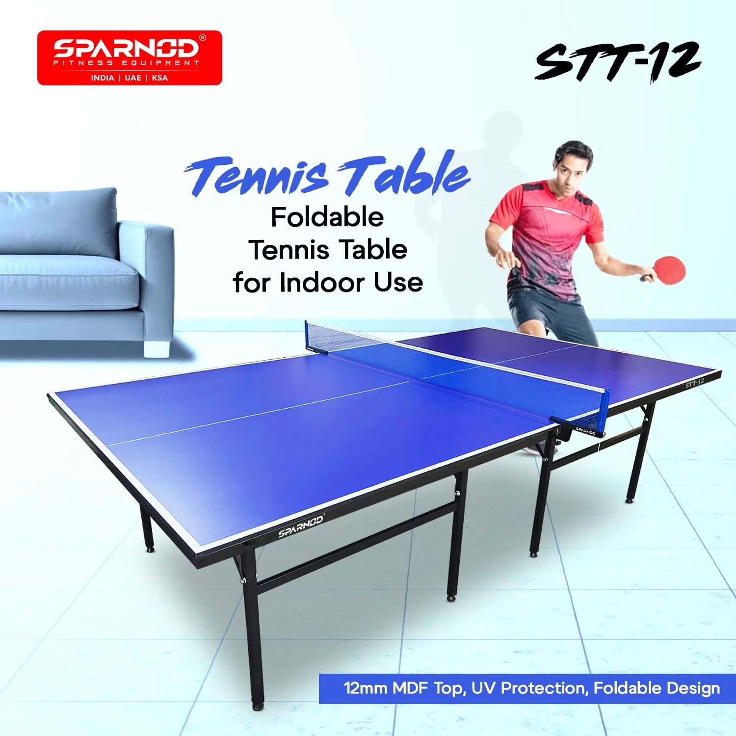 Sparnod Fitness STT-12 Indoor Table Tennis Table Ping Pong Table