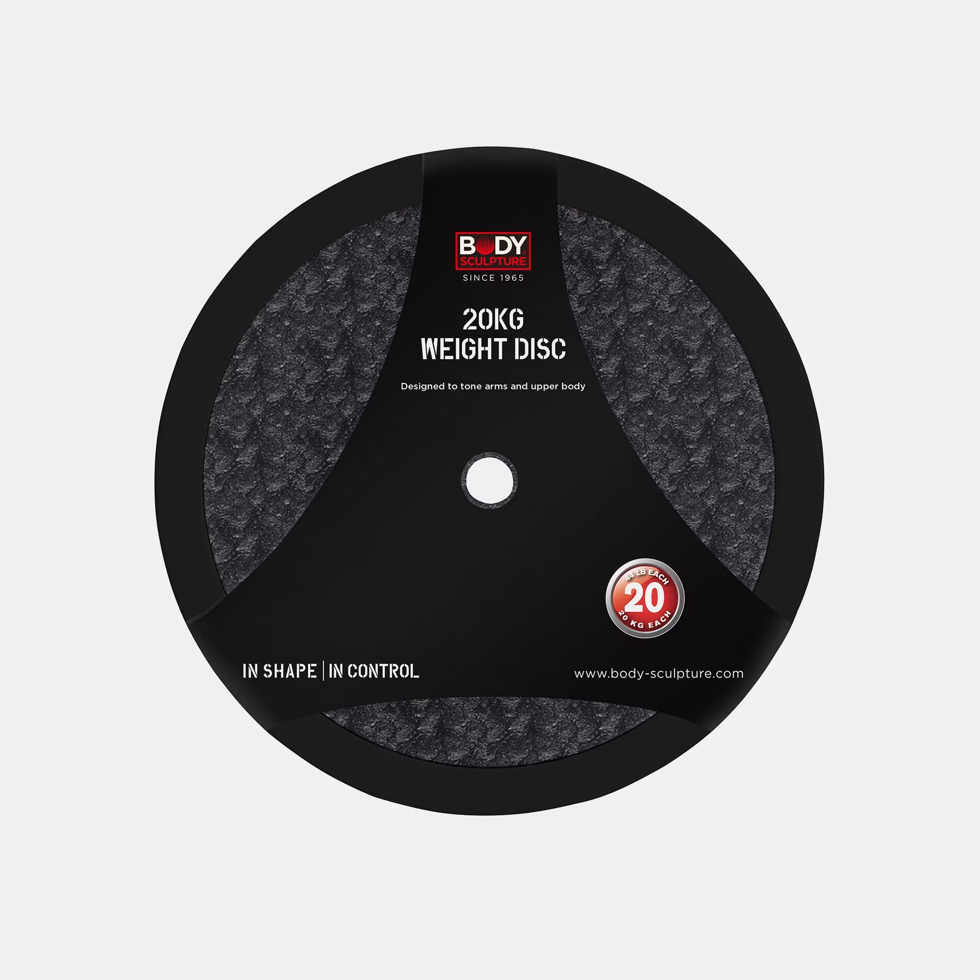 Body Sculpture Rubber Weight Plate 1"Dia Black-20Kg