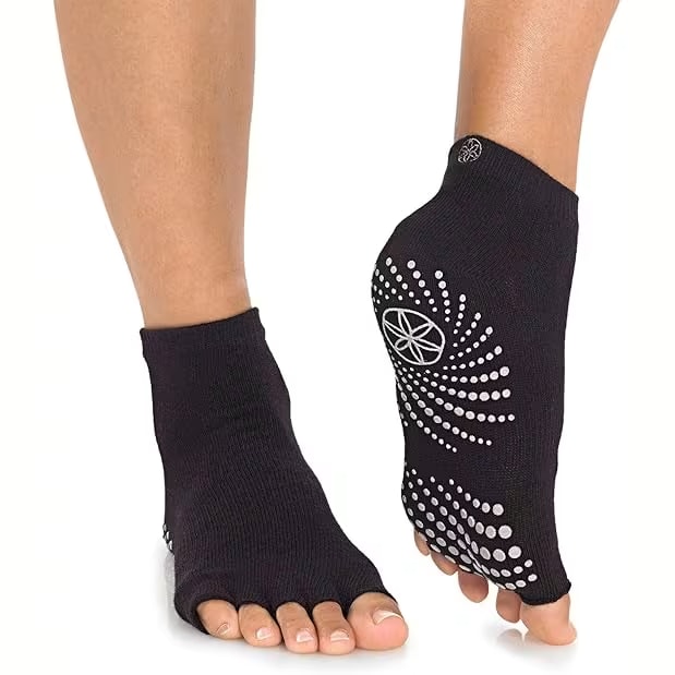 Gaiam Black Toeless Grippy Socks (Small/Med)